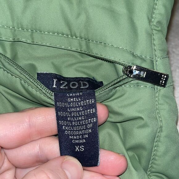 Izod Vest Womens Size XS Green Reversible? Full Zip Pockets Gorpcore Camp Hike - Picture 3 of 7
